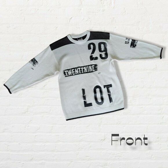 Lot 29 Sweater Vintage White with Black Text Men's Size XL - Picture 3 of 12